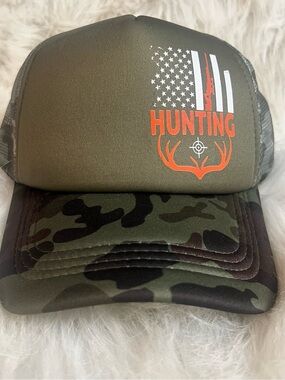DIY Trucker Camo/Orange Mesh SnapBack Adjustable Unisex Hunting America Deer